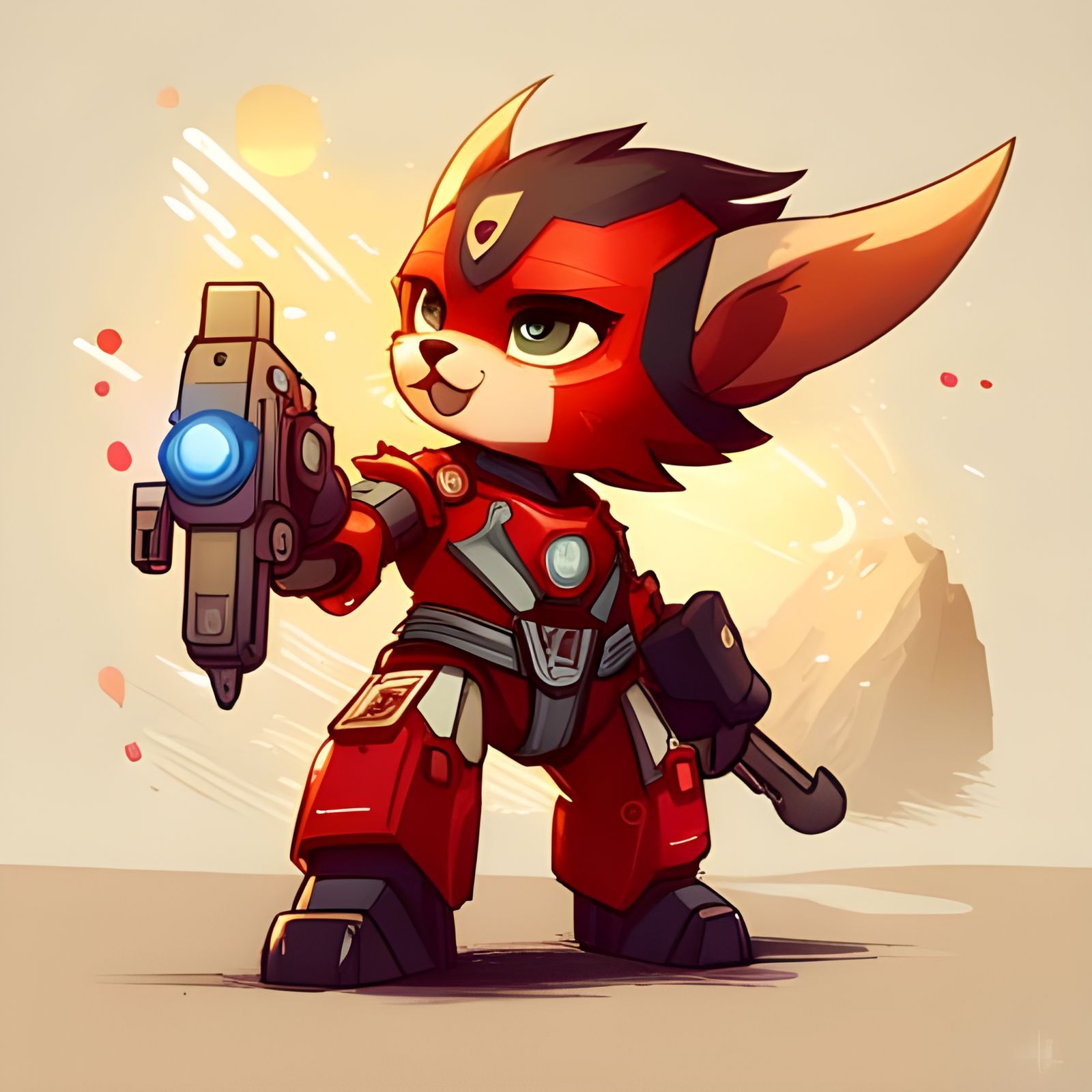 Detailed Chibi Ironhide Anthro in Polychromatic Splash Art
