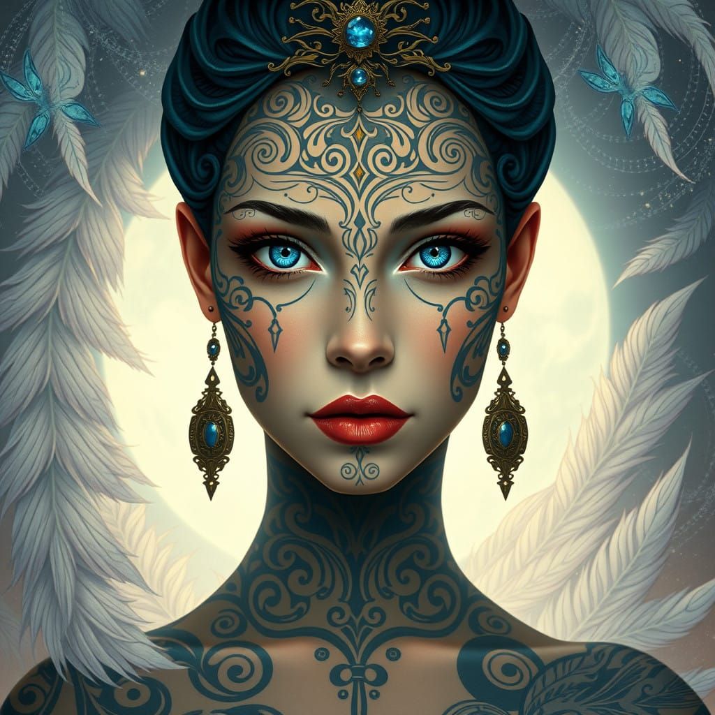 Ethereal Art Nouveau Portrait of a Mystical Bene Gesserit