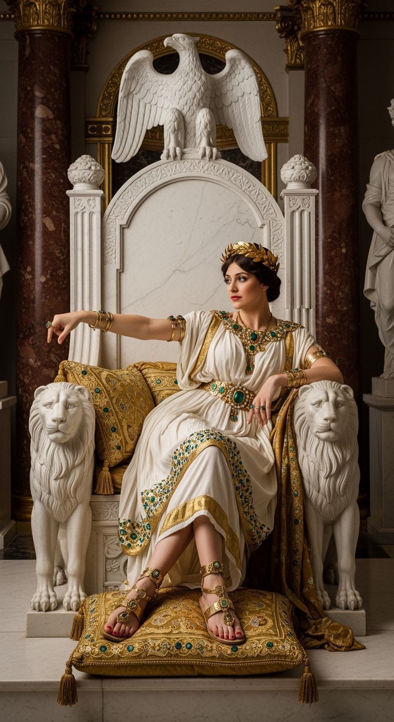 Roman Empress on Marble Throne, Art Nouveau Style