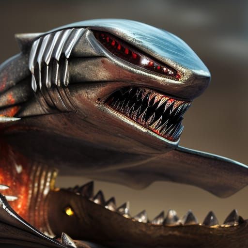 Metallic Shark with Carnelian Eyes Underwater