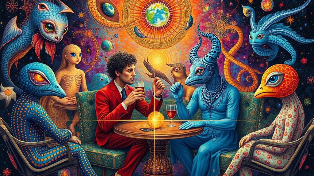 Psychedelic Utopia: Sacred Geometry in Oil Painting Style