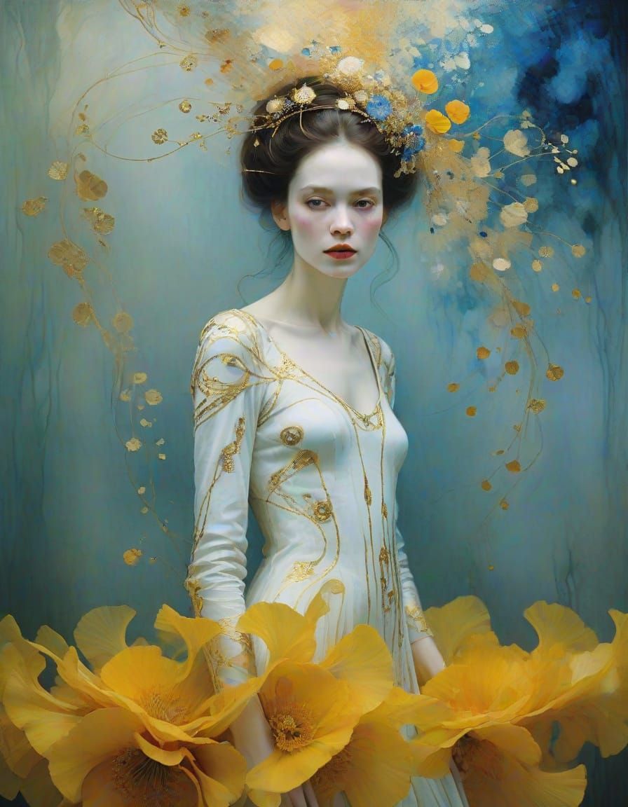 Golden Art Nouveau Portrait