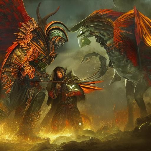 Angelic Demon Kiss: Detailed Matte Painting