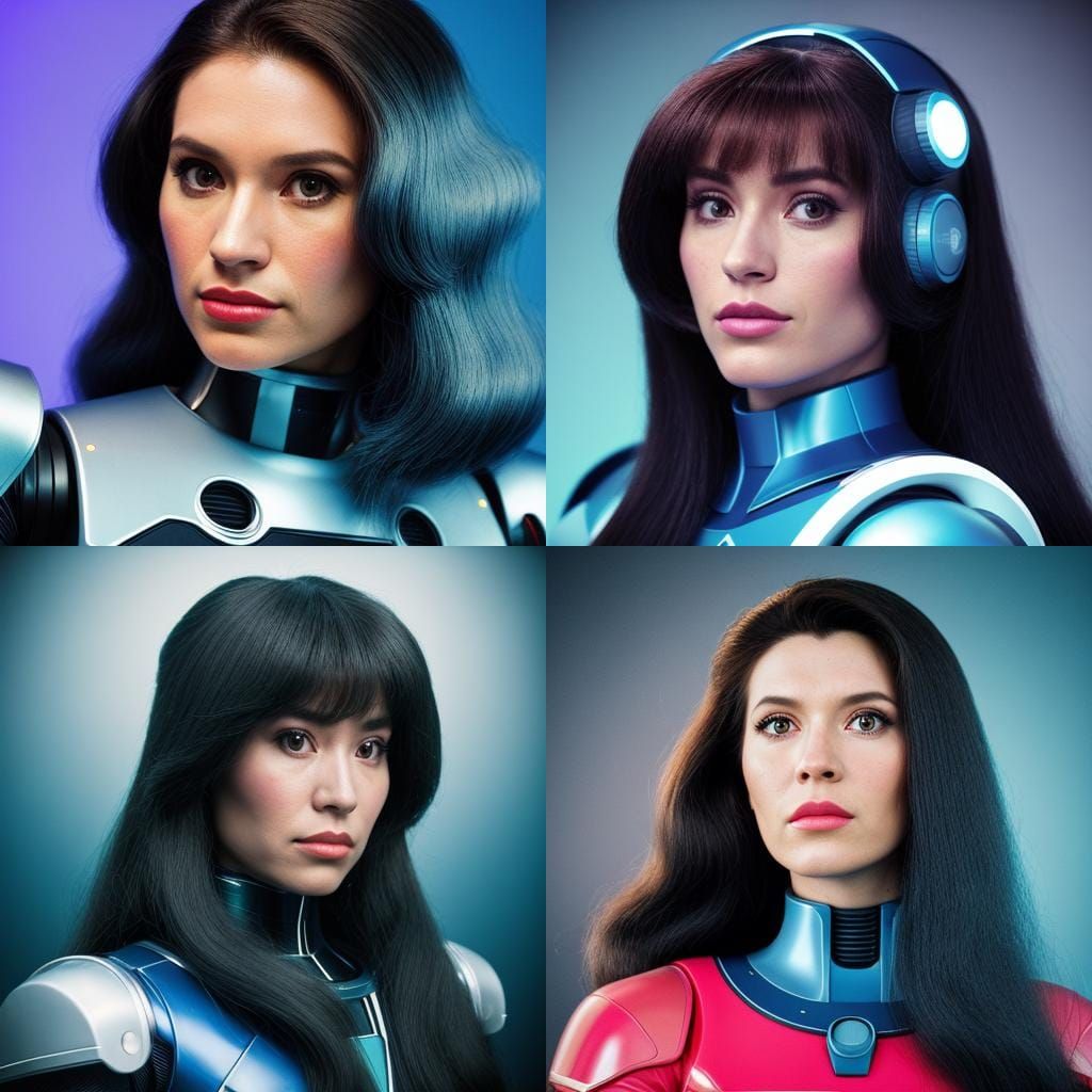 80s Fembot Singer Portrait in Sci-Fi Style