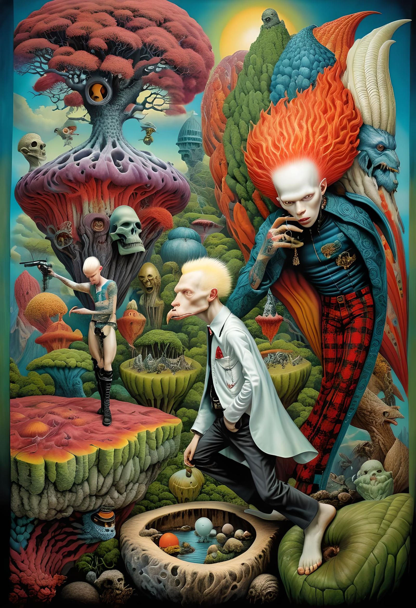 Surreal Tattooed Punk Prophets in Mixed Media Style