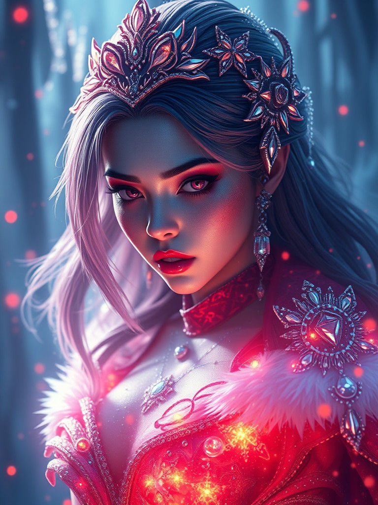 Icy Glamour: Detailed Matte Painting in Deep Color