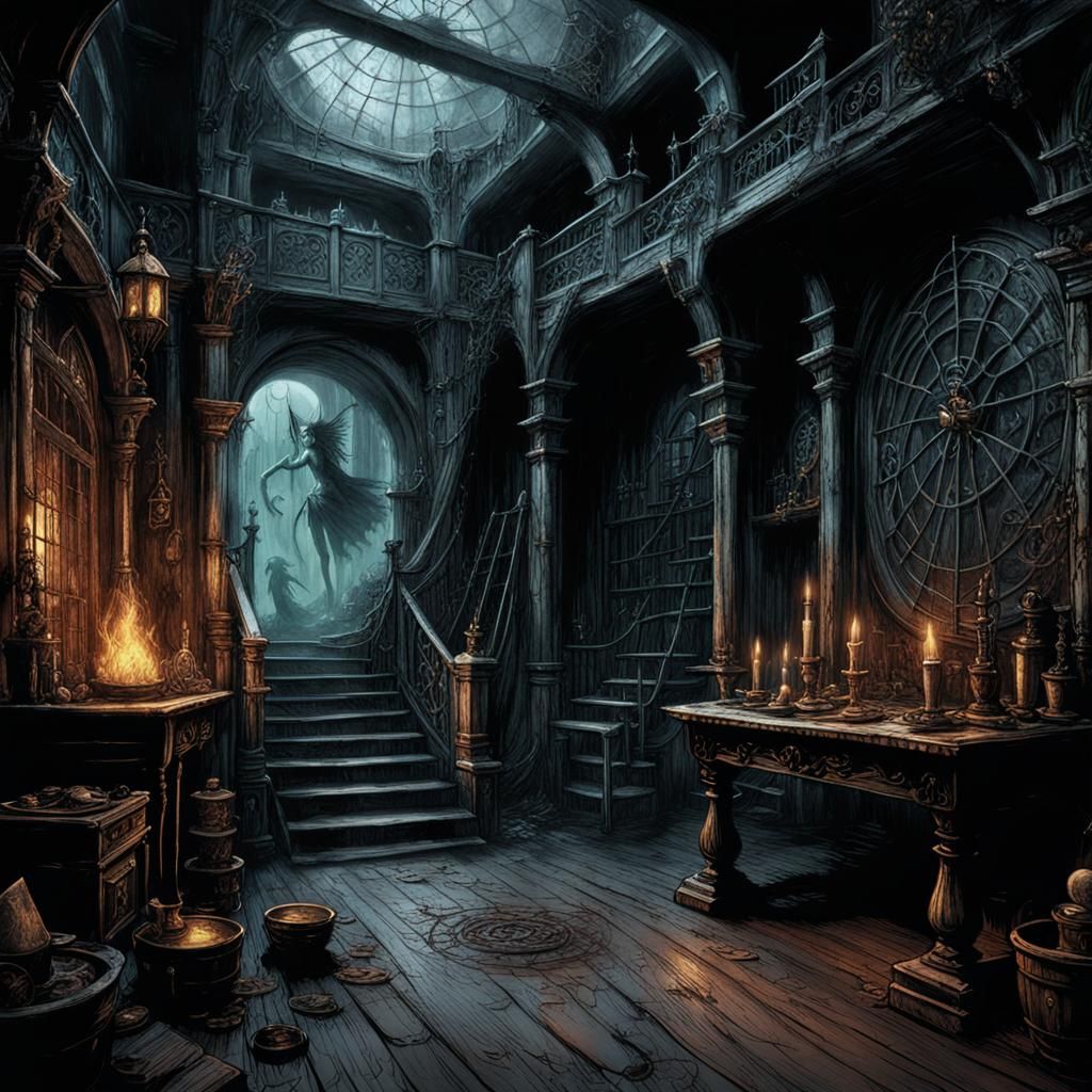 Witch's Back Room: Dark Fantasy Illustration