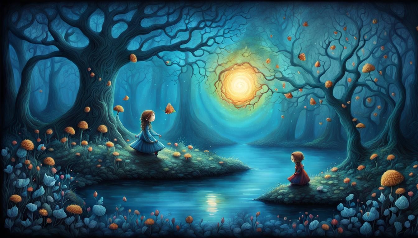 Mystical Woman with Magic Light in Fairytale Style