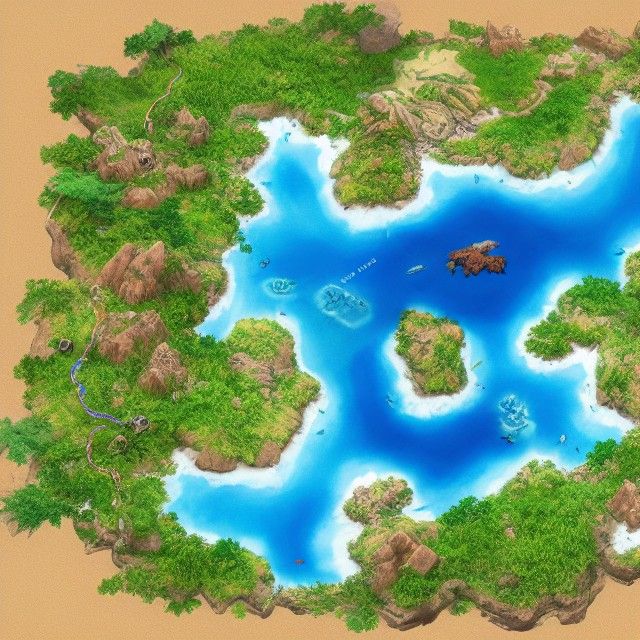 Island Map in Square Enix Style Concept Art