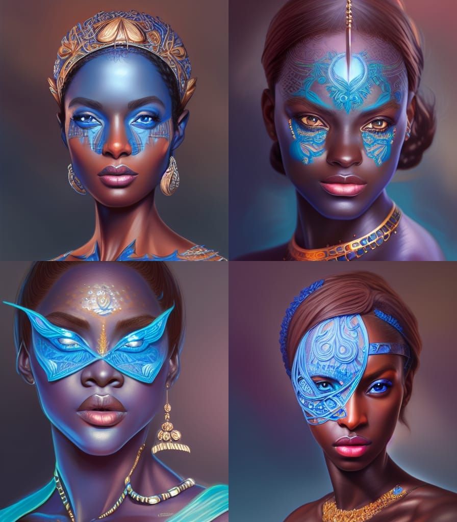 Hyperdetailed Portrait of a Beautiful Dark-Skinned Woman