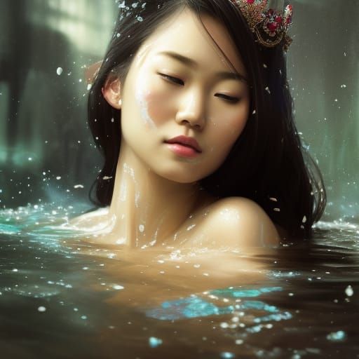 asian princess takes a bath