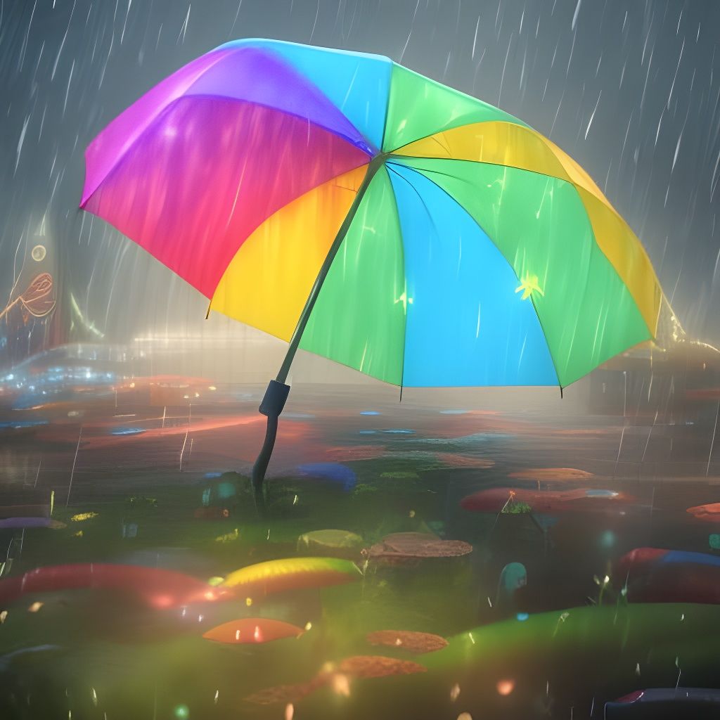 Rainbow Umbrella in Detailed Matte Painting
