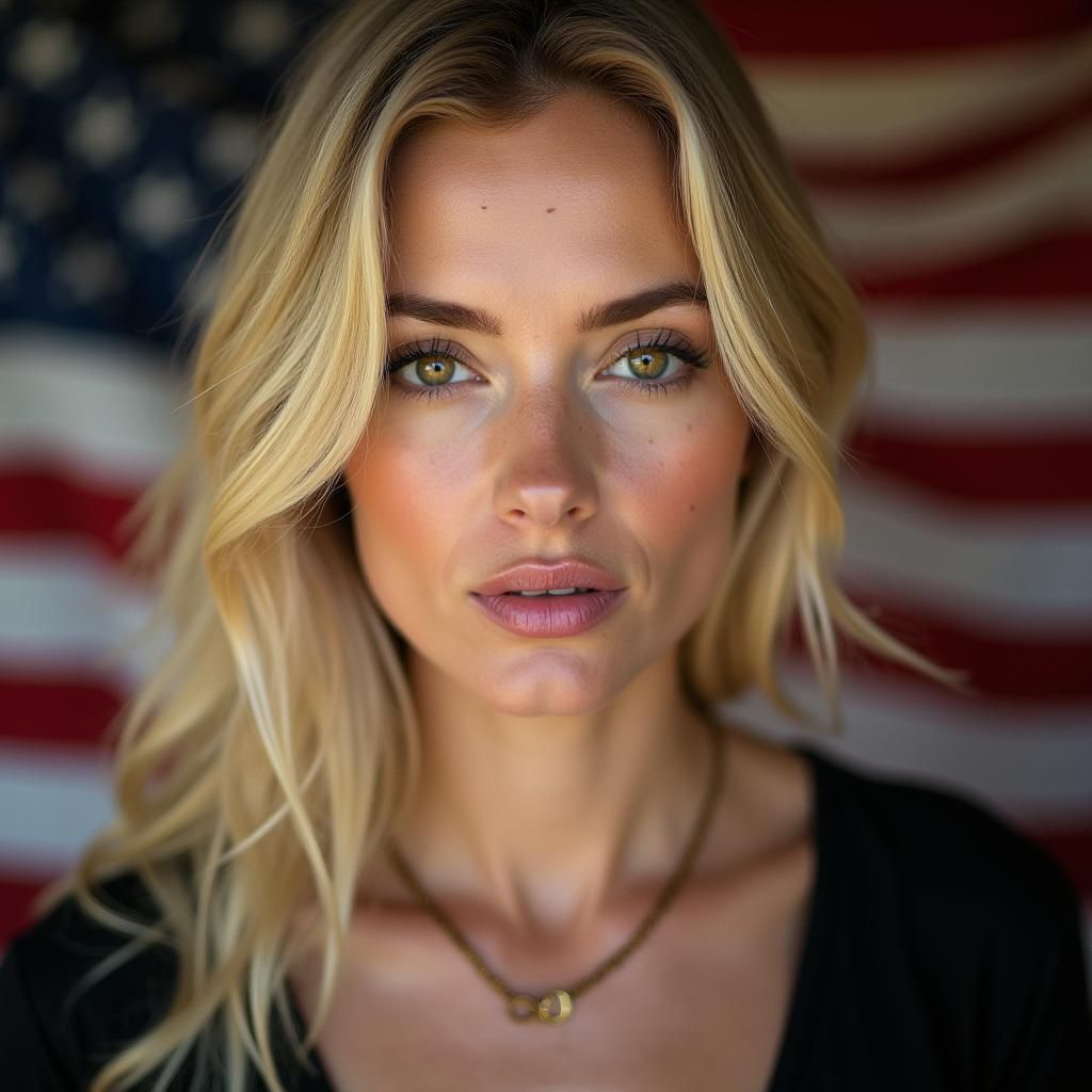 Portrait of Blonde Woman with Gold Necklace