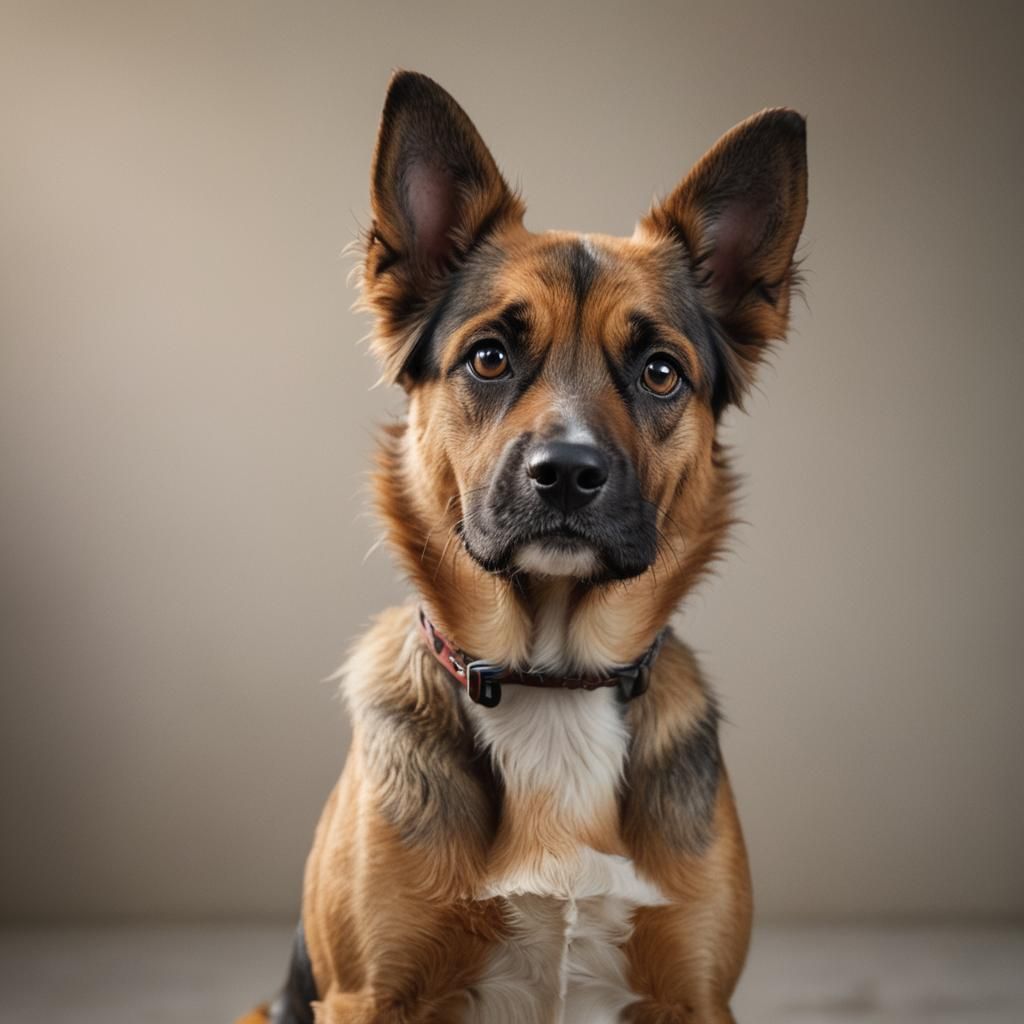 Photorealistic Dog Portrait in Medium Format Style