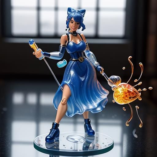 Happy Glassblower Action Figure in Blown-Glass Surroundings