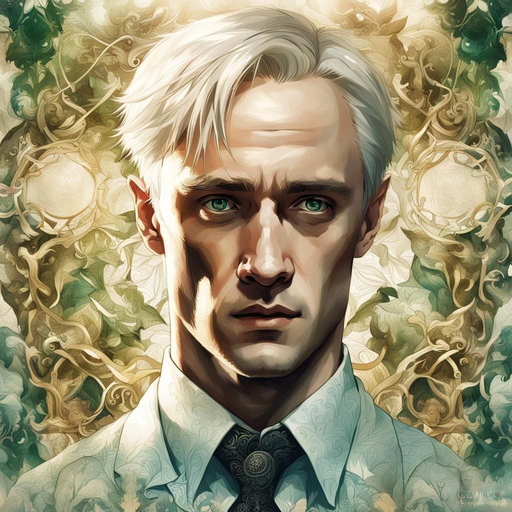 Draco Malfoy Portrait with Intricate Filigree