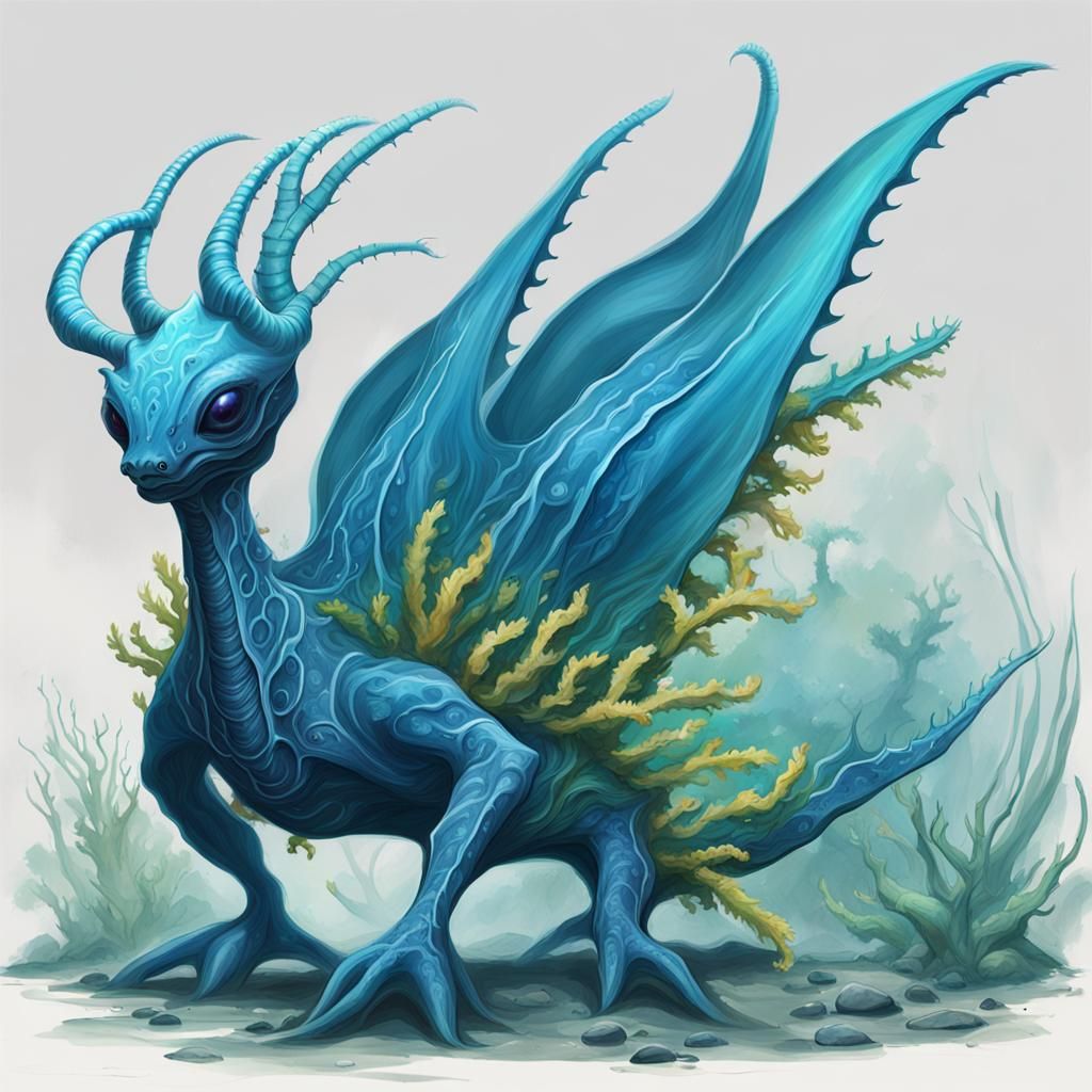 Alien Exoplanet with Sea Dragons: Concept Art