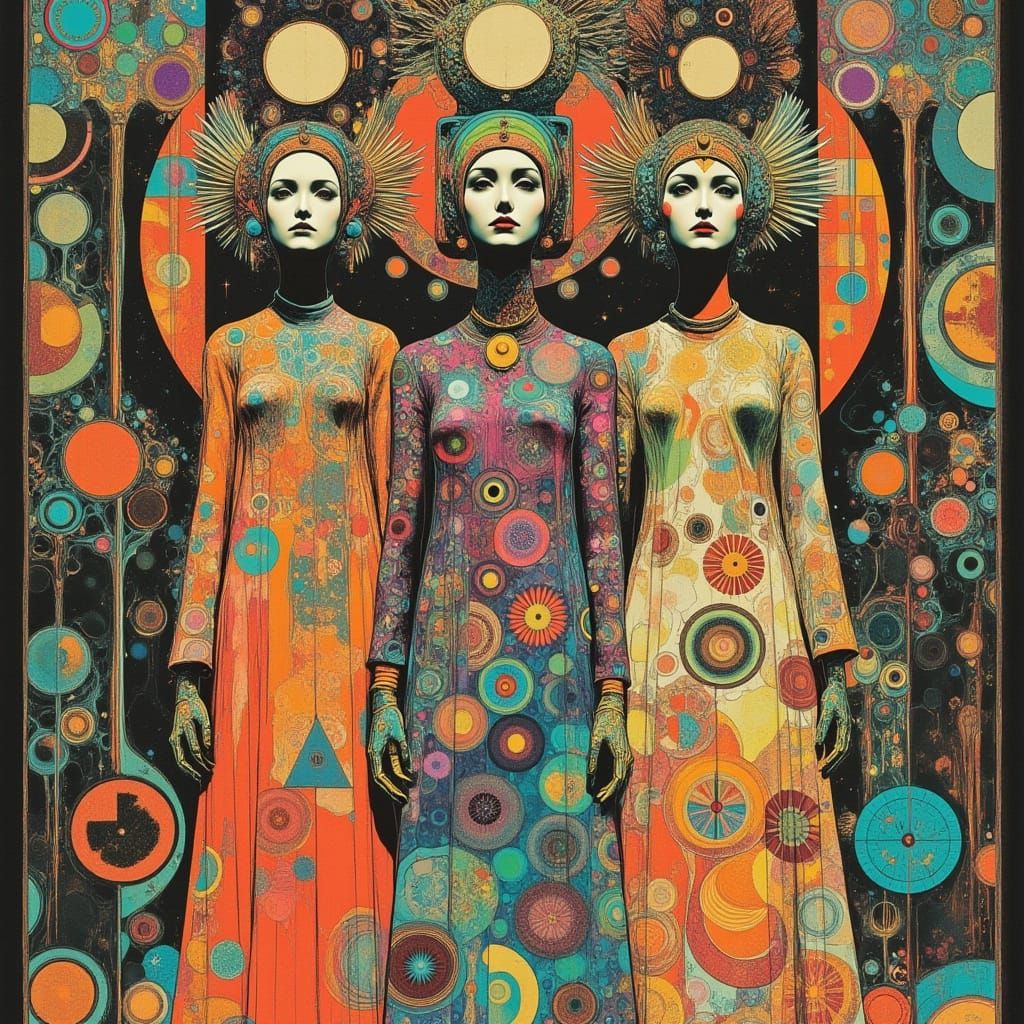 Angelic Figures in a Mystical Futuristic Realm