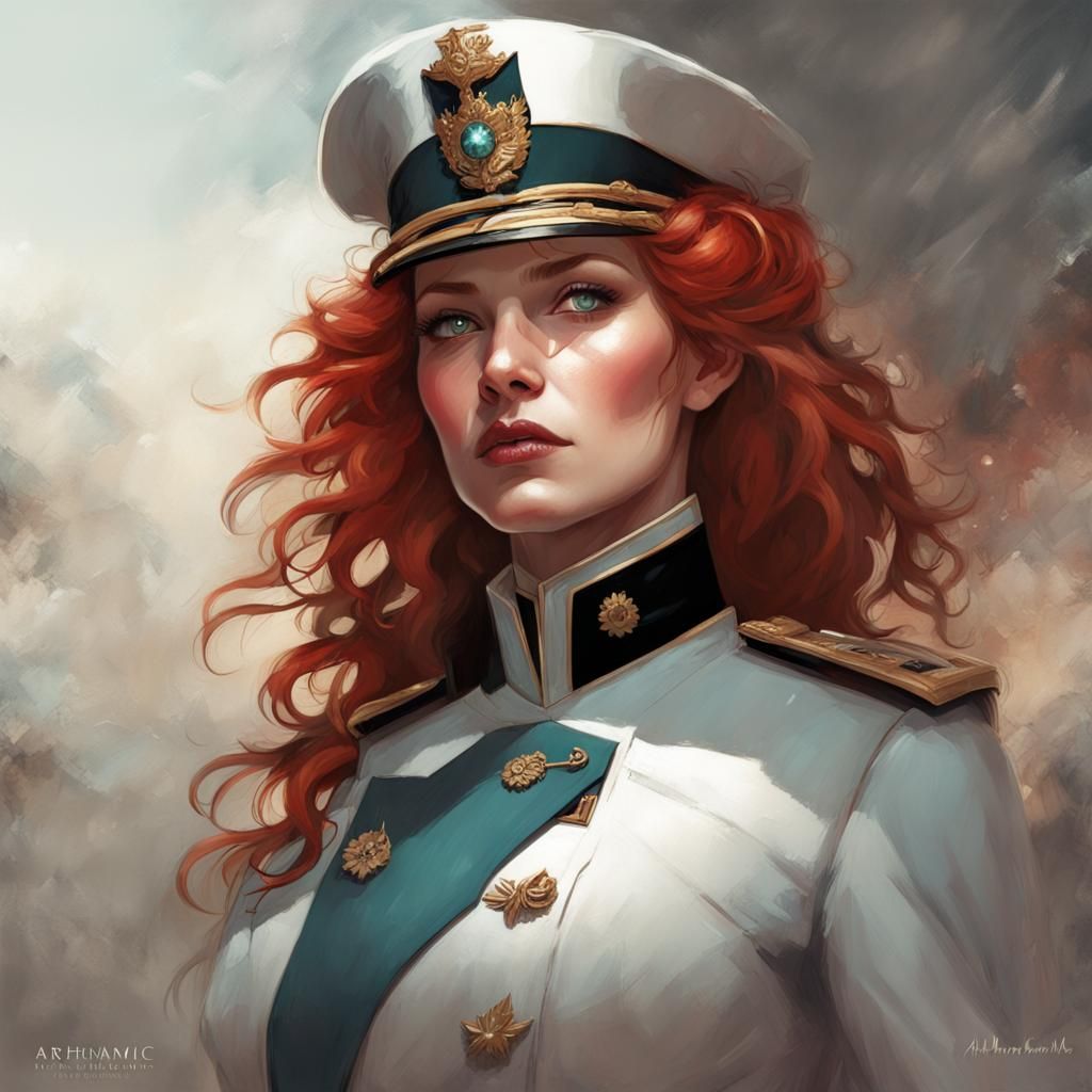 Redhead Military Commander Portrait in Hyperdetailed Style