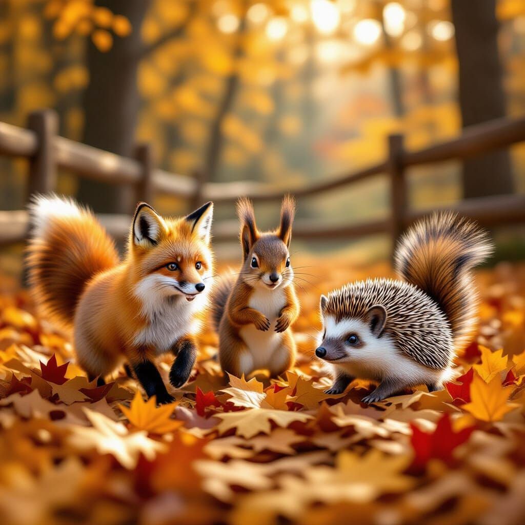 A photograph of three adorable woodland creatures – a fluffy...