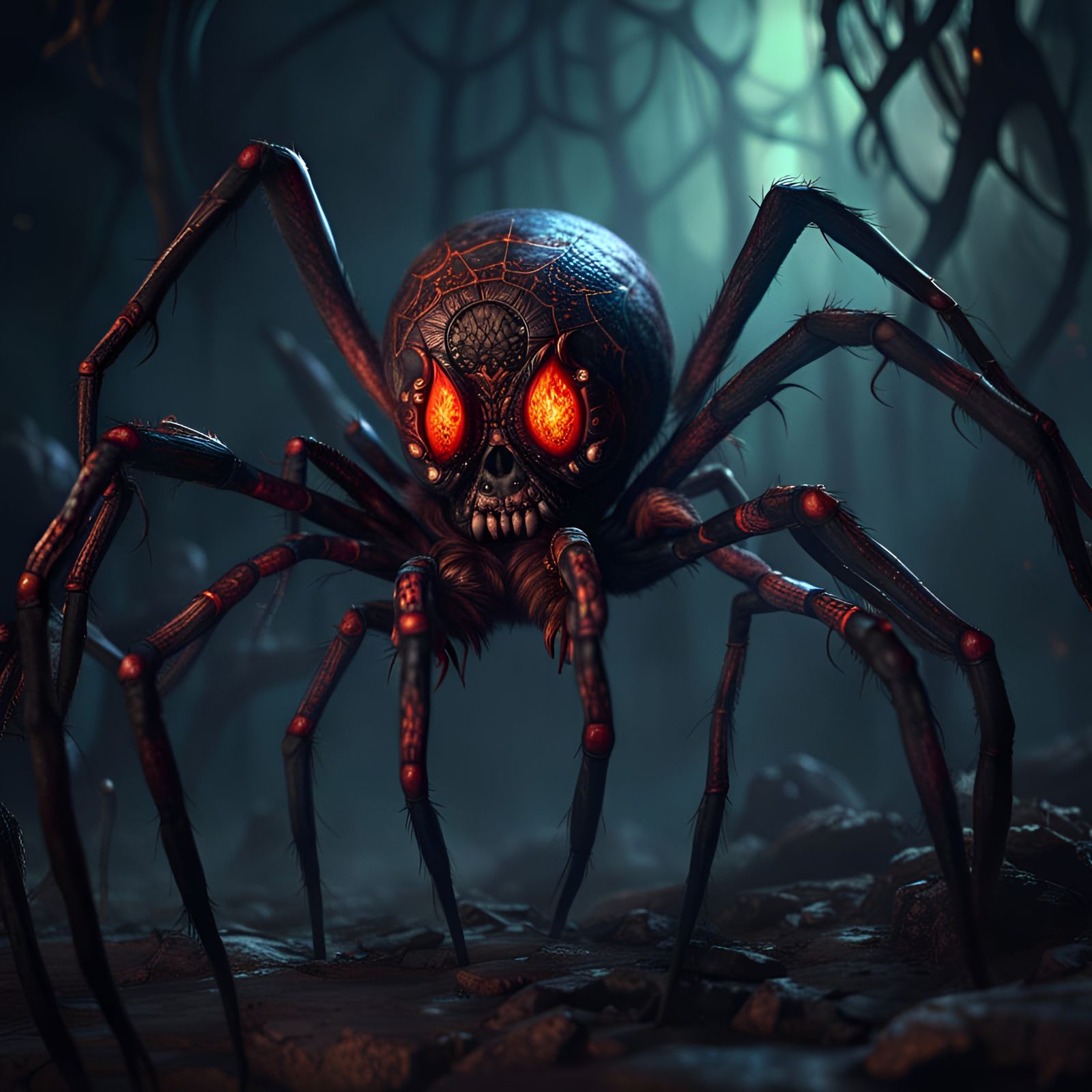 Horror: Spiders Crawling on Skin in Detailed Painting