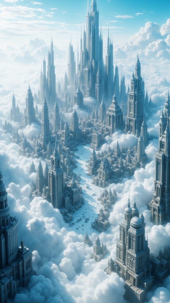 Abstract Cityscape of Clouds in Extreme Detail