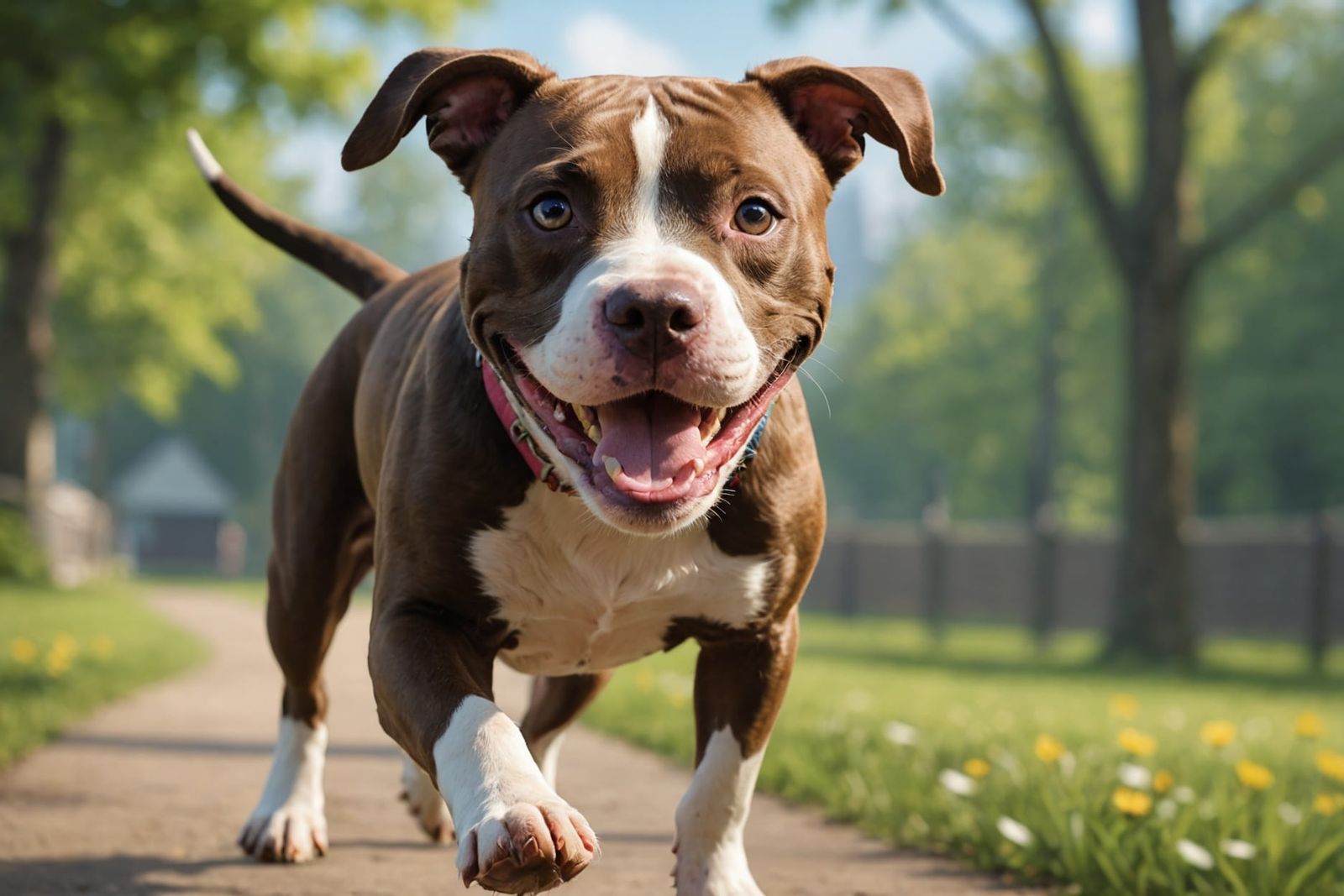 Happy Pitbull Puppy Close-up Portrait