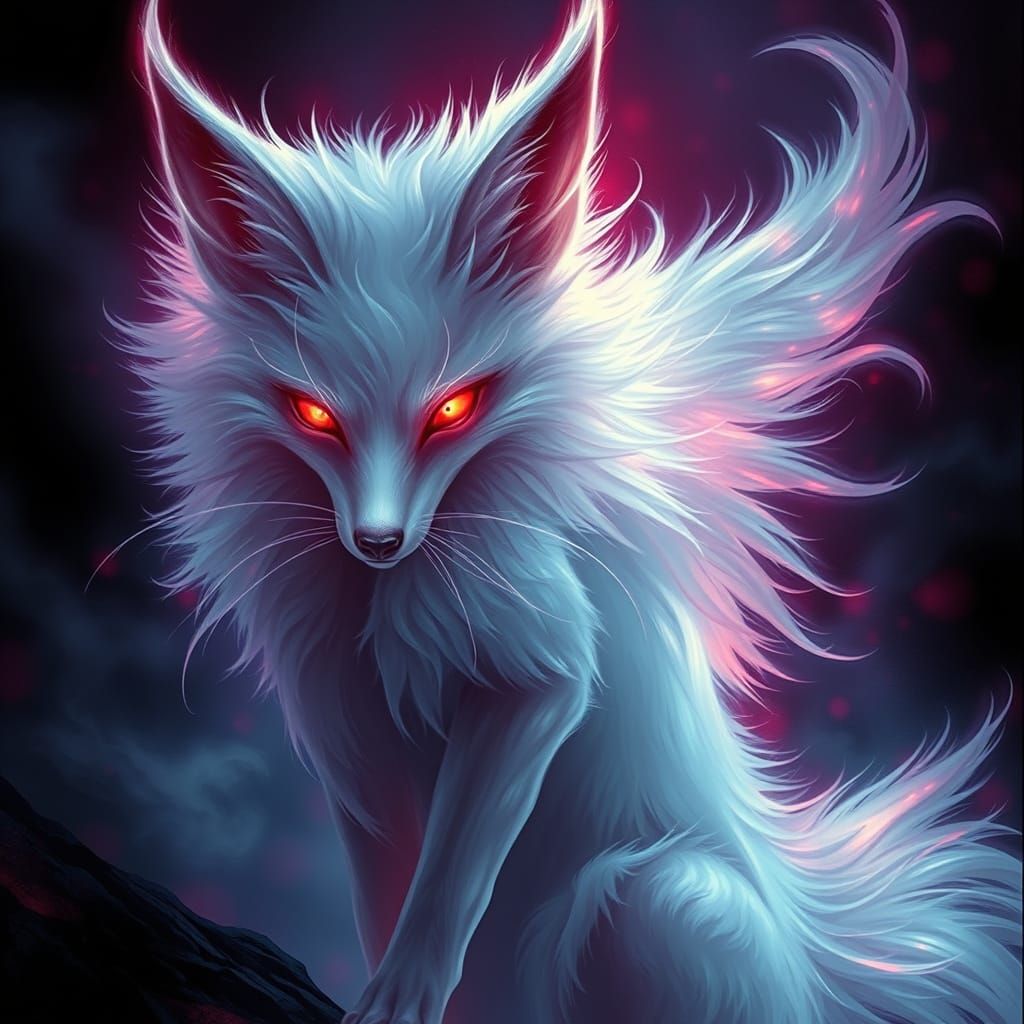 Spectral Kitsune in Gothic Horror Style
