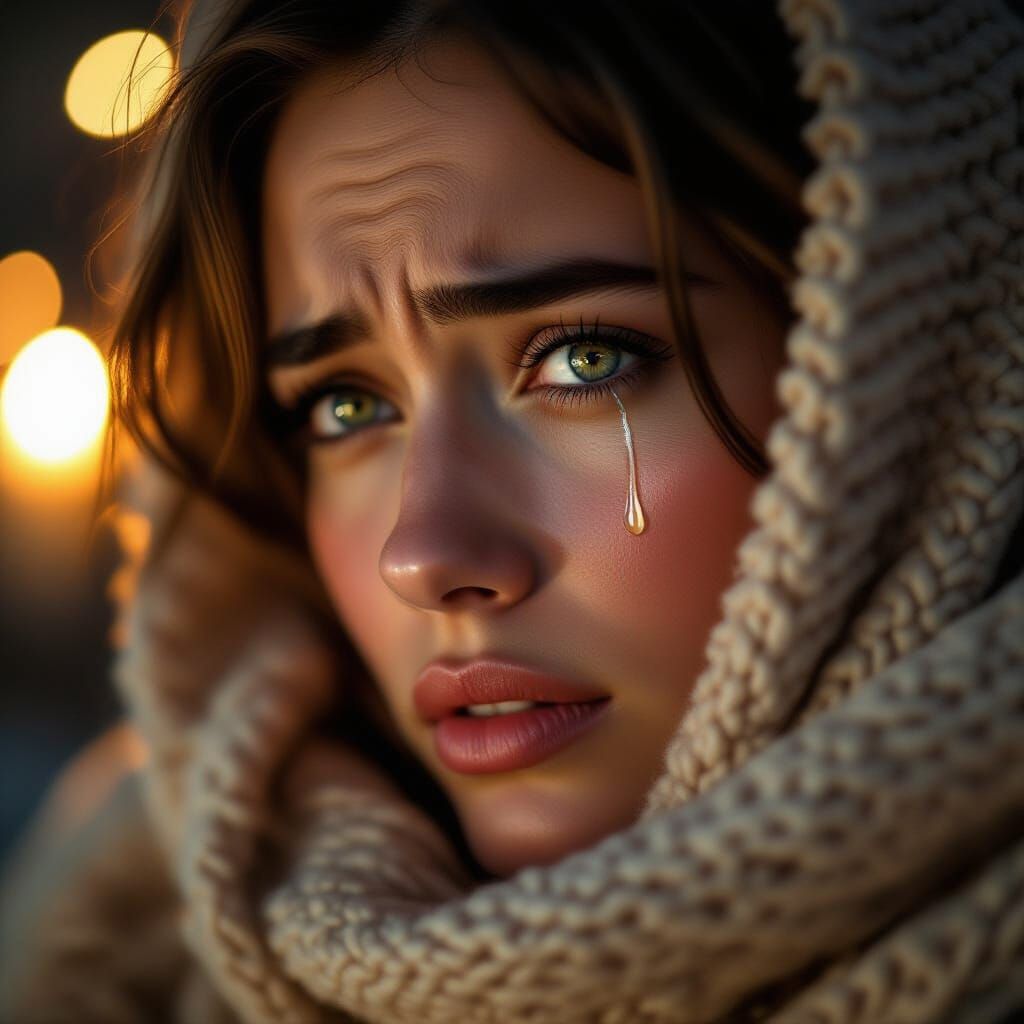 Emotional Close-Up Portrait with Candlelight and Bokeh