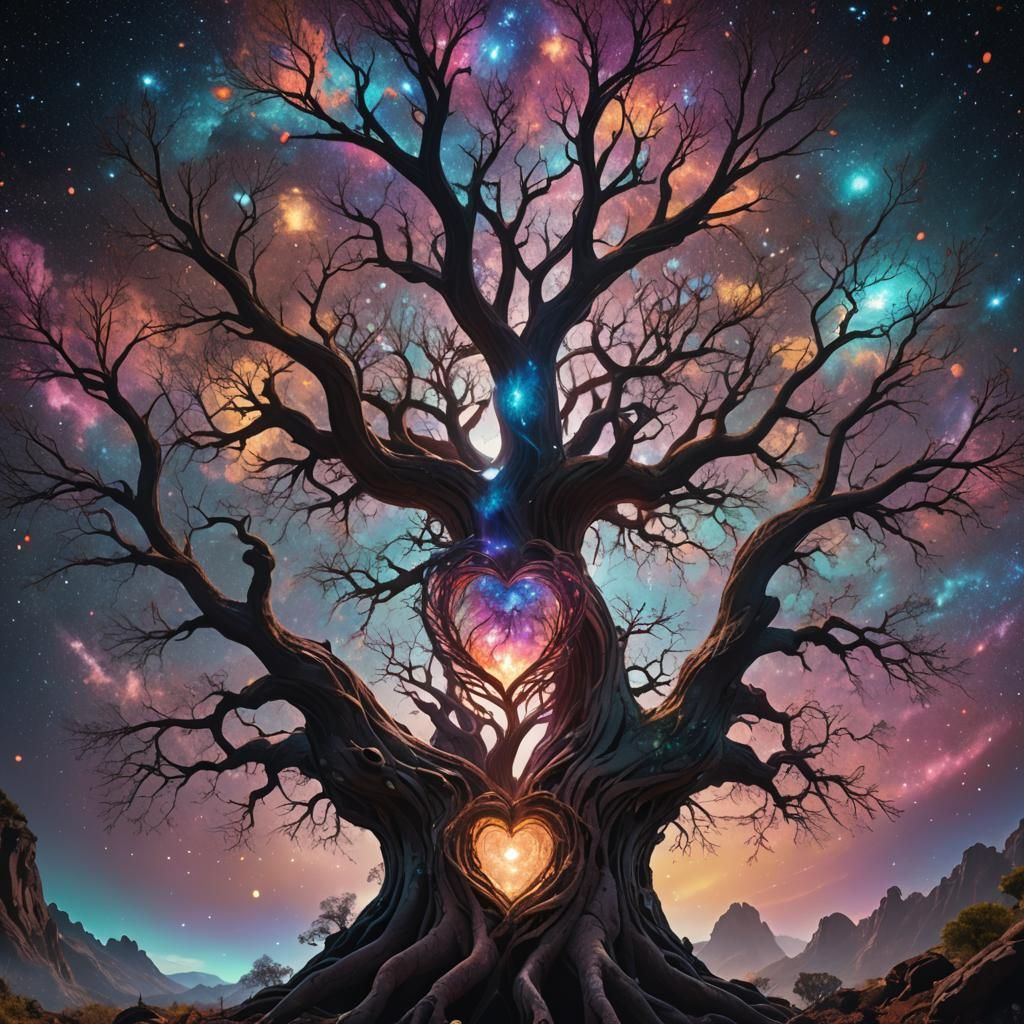 Shaman in Cosmic Tree Digital Painting