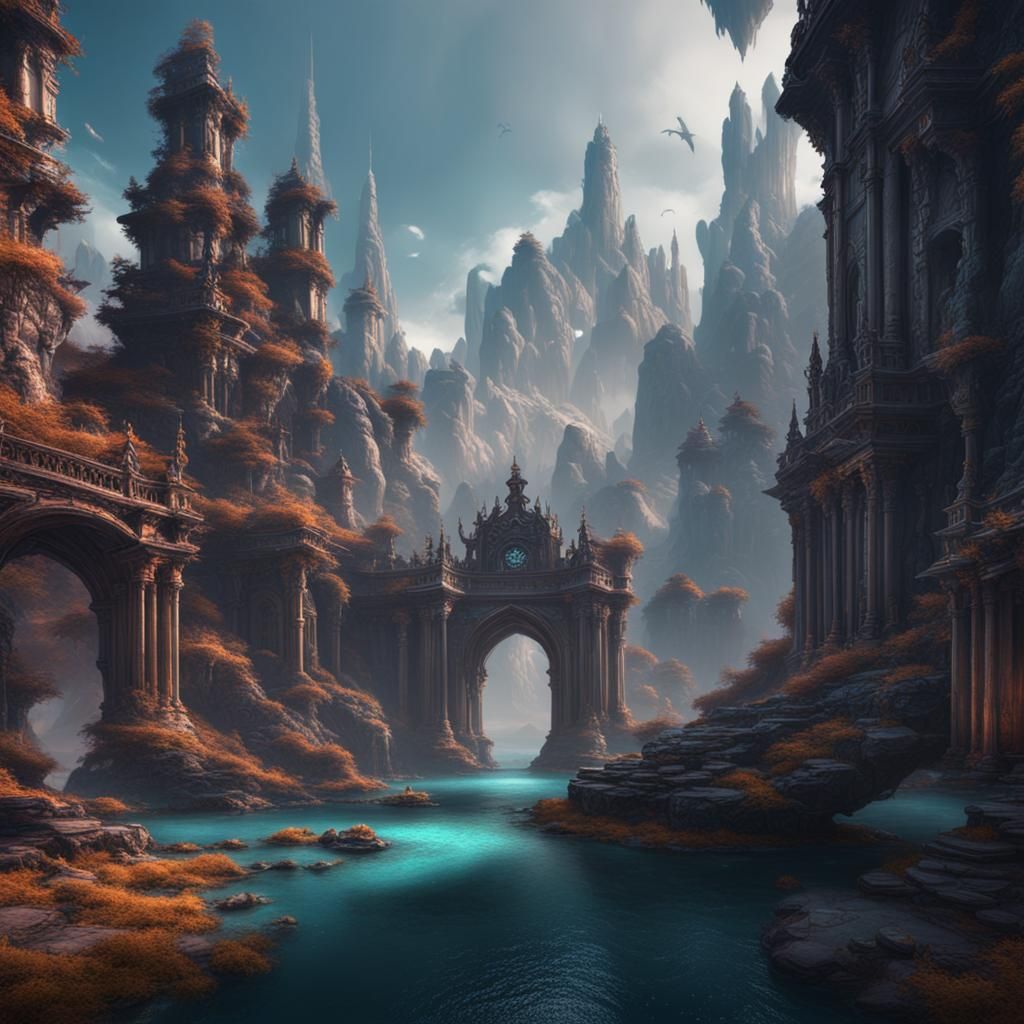 Fantastical Mindscape in Detailed Matte Painting Style