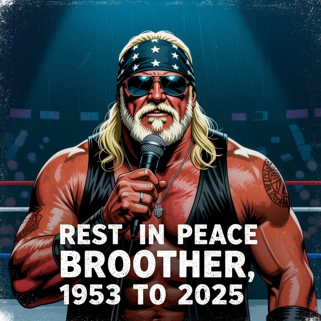 Hulk Hogan Memorial Poster in Grunge Style