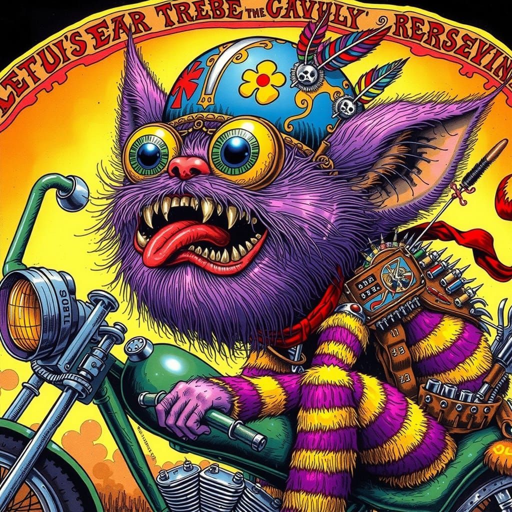 Grotesque 1960s Underground Comix Caricature in Psychedelic ...