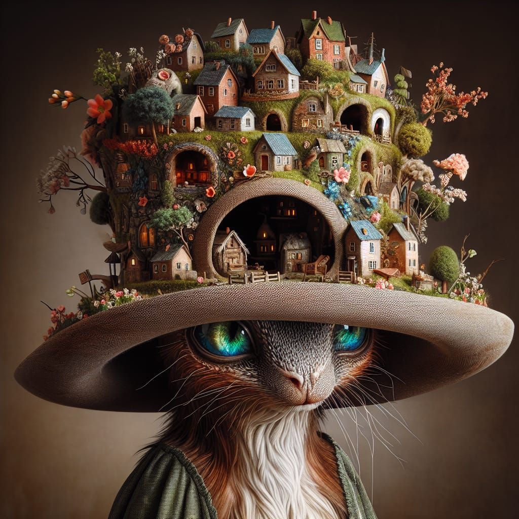 Fairytale City Perched on Animal's Hat