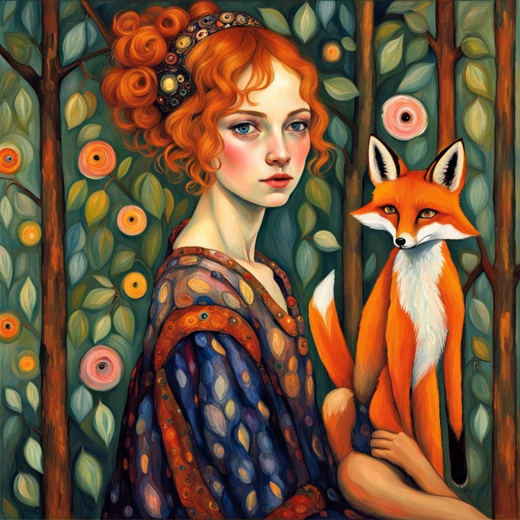 Anime Fox Girl in Historical Art Styles