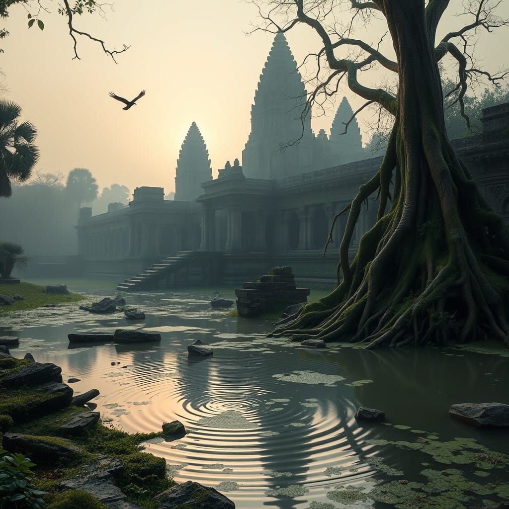 Mystical Abandoned Temple in Golden Patina