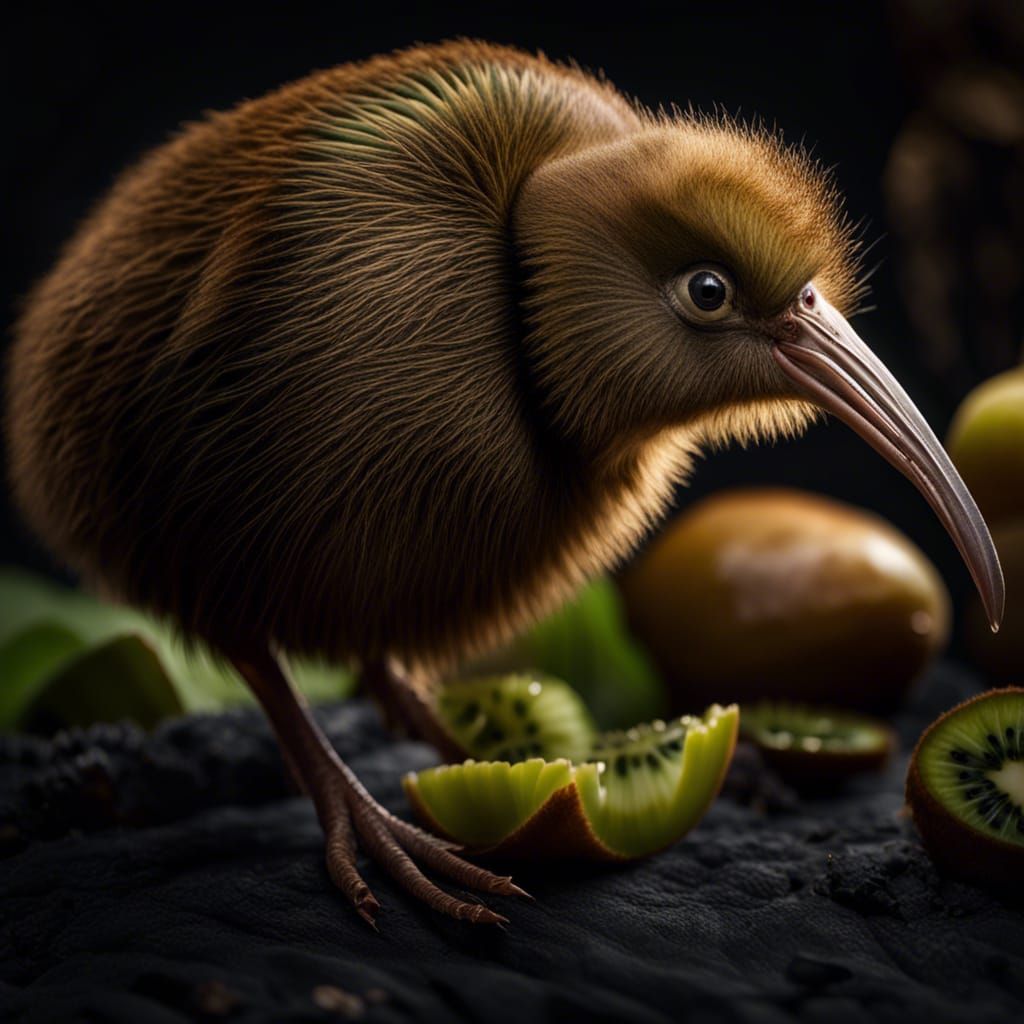 Kiwi Bird Portrait in Natural Habitat: Photorealistic Style