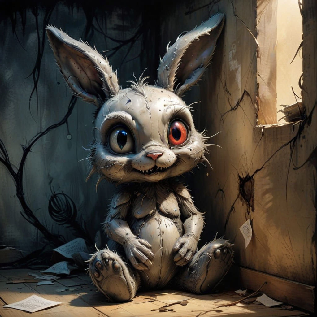 Creepy Bunny Toy in Gothic Nursery