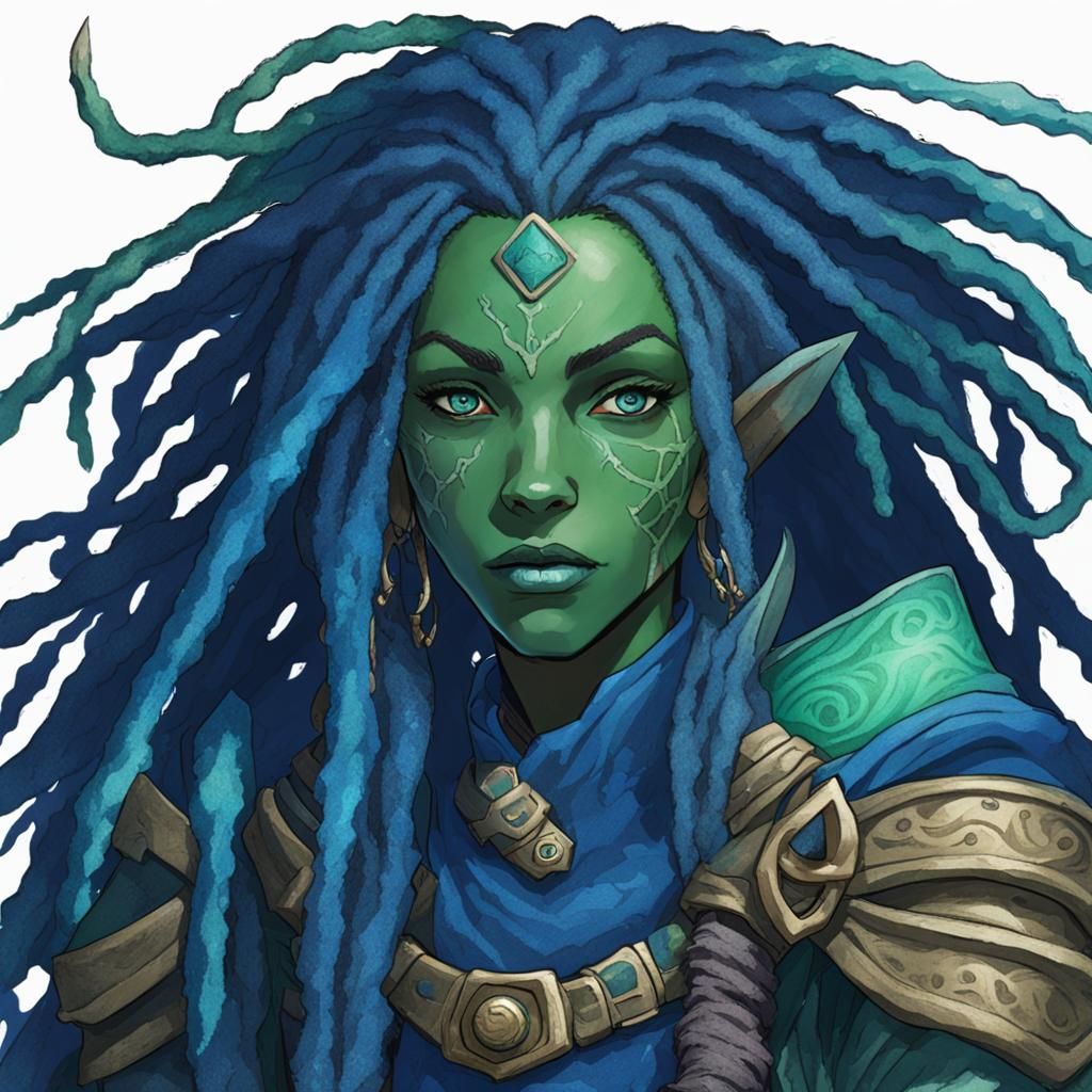 Sea-Elf Rogue with Dreadlocks, Digital Art