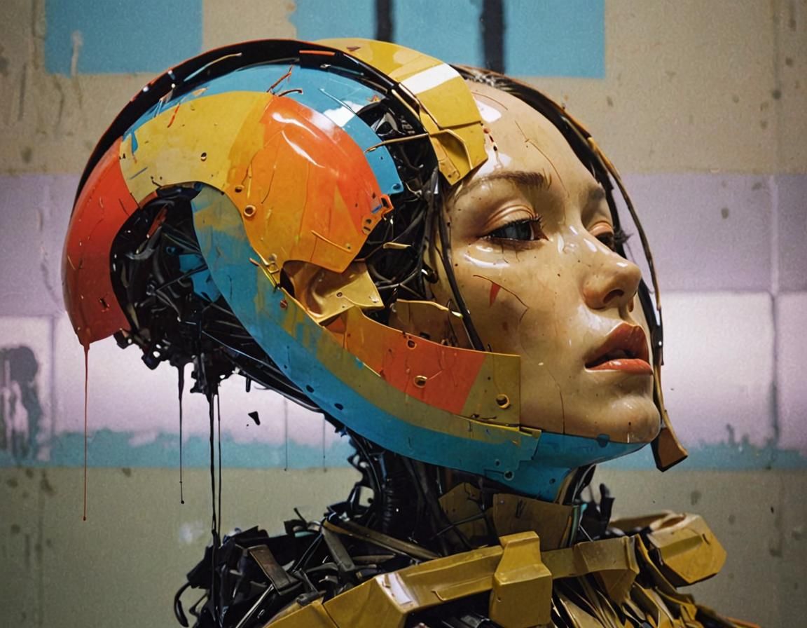 Distorted Sculpture Glitch Art in Mixed Media Style