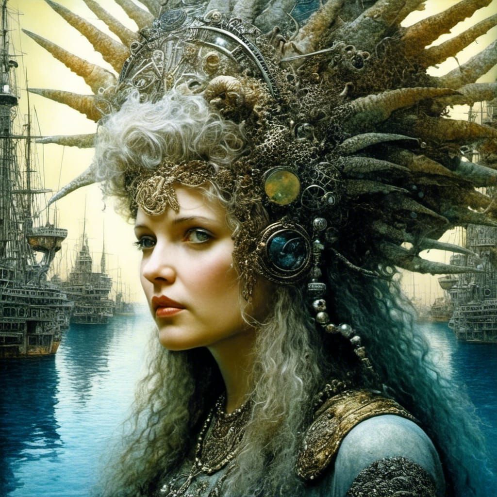 Cryptid Merman Portrait in Post-Apocalyptic Wonderland