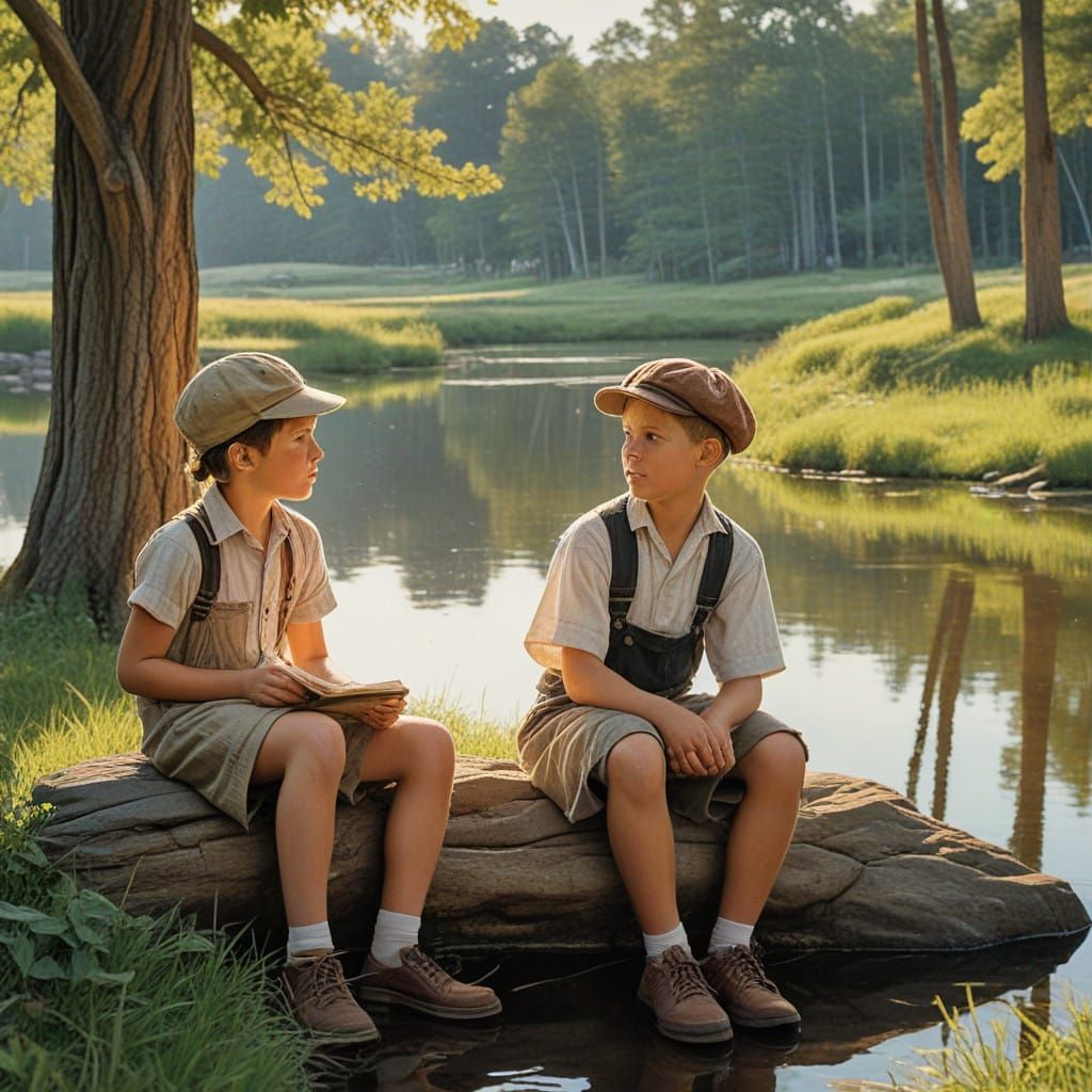 Idyllic 1930s Summer Morning Scene in Woods