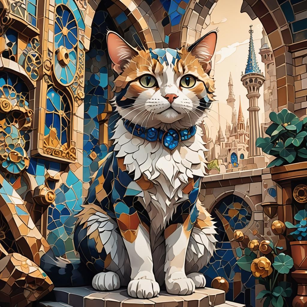 Anime Cat in Cel-Shaded Manga Style