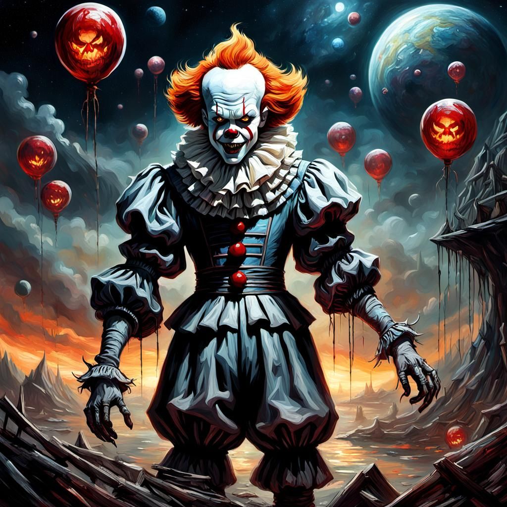 Grotesque Pennywise Spider Goddess in Gothic Horror Style