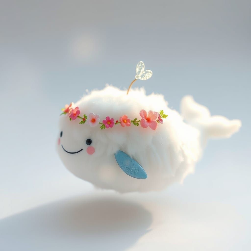 Miniature Sky-Whale in Ghibli Watercolor Style