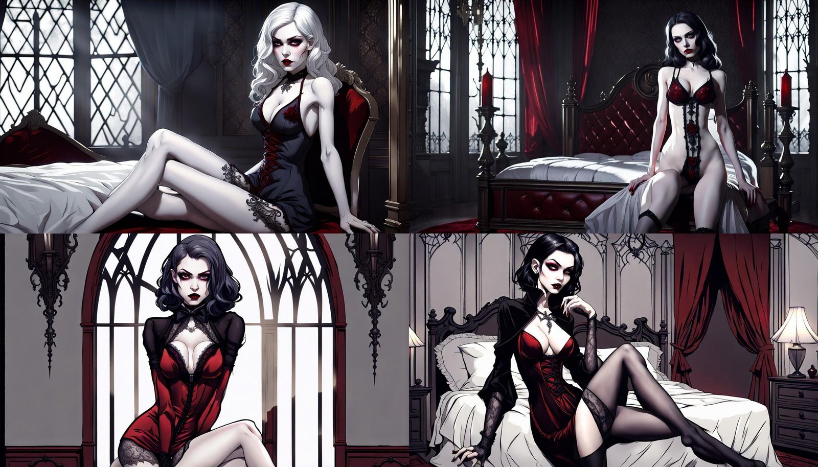 Gothic Vampire Portrait with Seductive Gaze in Ultra Detail