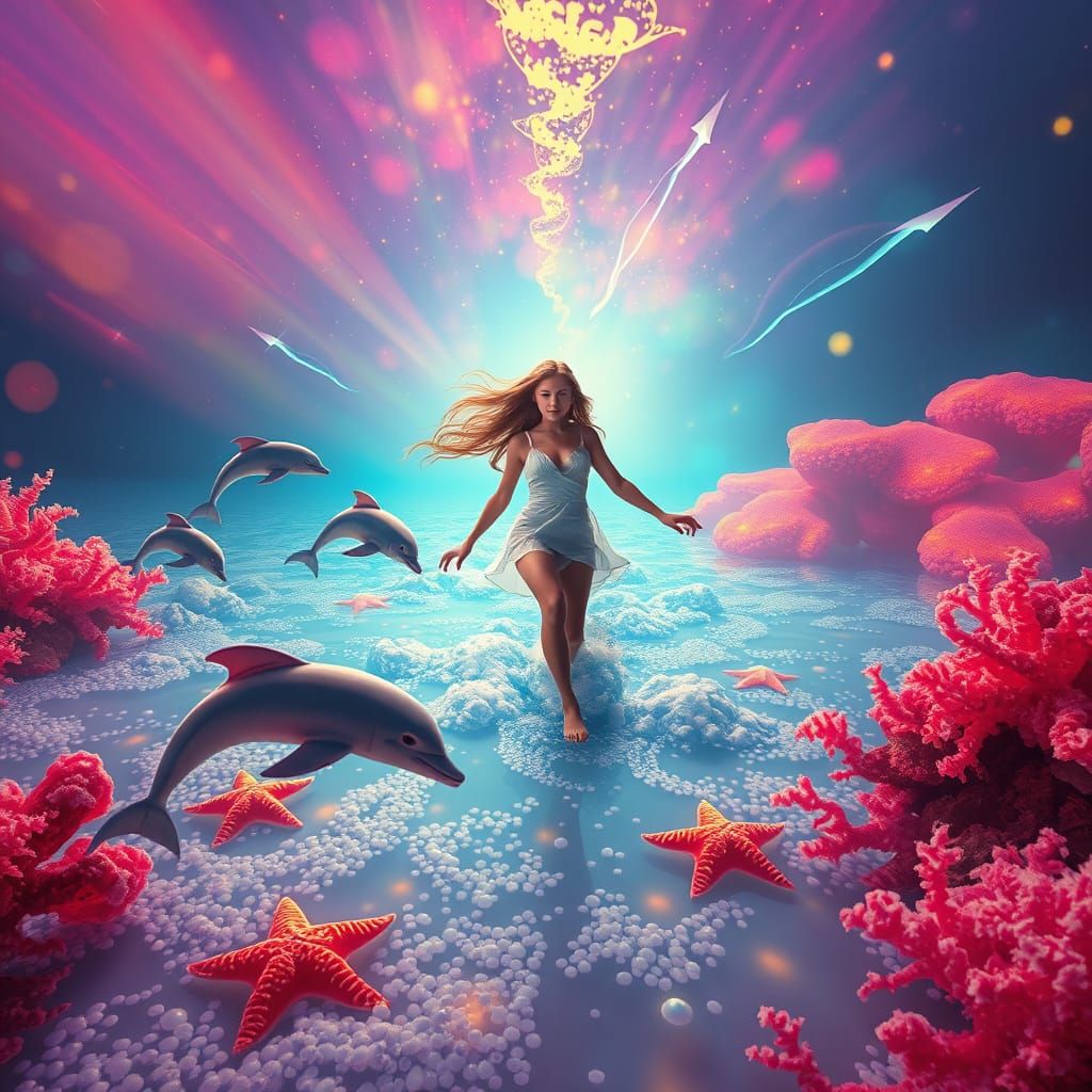 Dreamlike Soda Sea with Candy and Coral