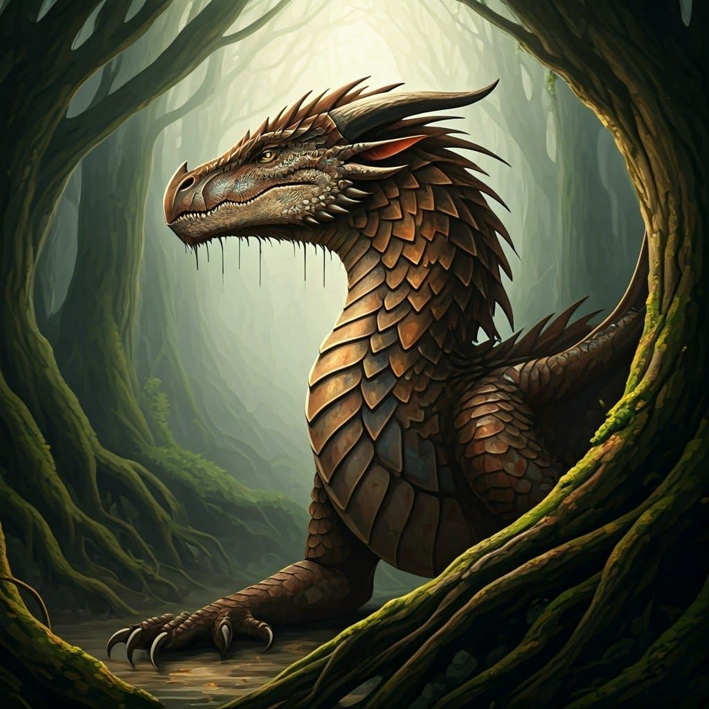 Majestic MudWing Dragon in Ancient Forest