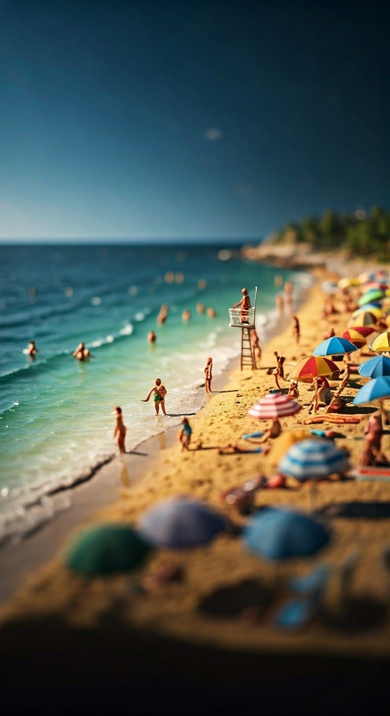 Z Scale Diorama of a Vibrant Beach Scene