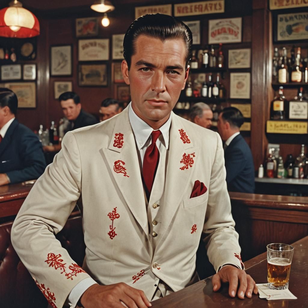 1950s Photo of Man in Embroidered Western Suit